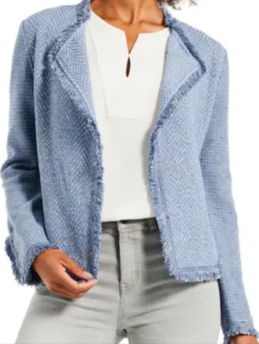 NIC+ZOE Fringed Knit Blazer